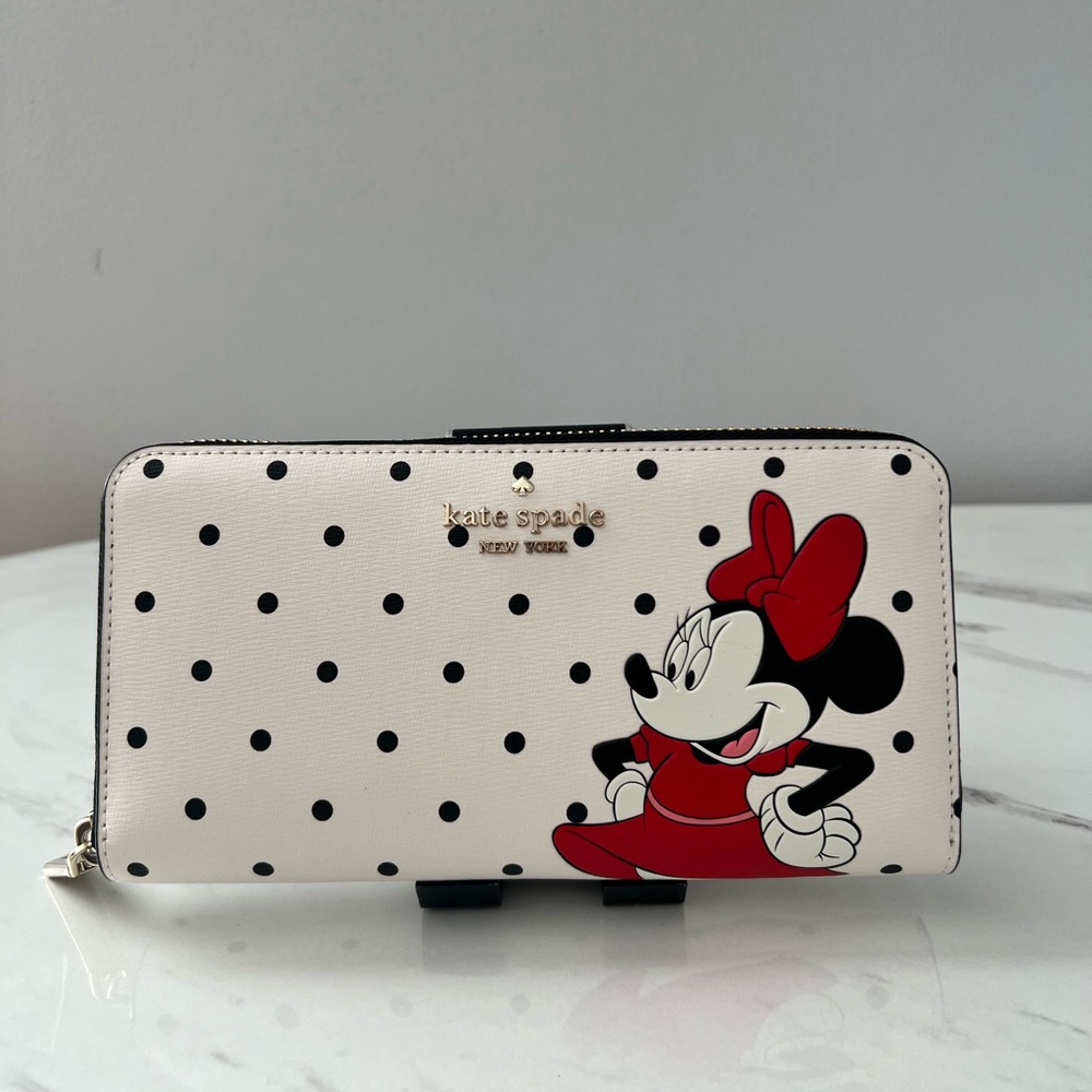 NEW Kate Spade Disney X Zip Around Wallet Clutch White Multi